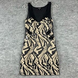 Bebe Tiger Print Sequin Mini Dress Y2K Party Glam Size XS